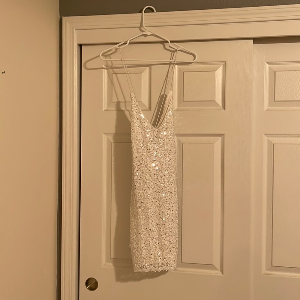 Lulu’s white sequin mini dress